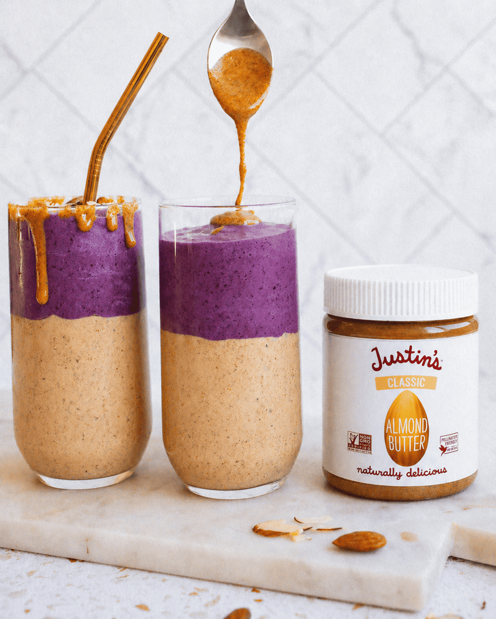 (6 pack) JUSTIN'S Classic Creamy Almond Butter Spread, 12 oz Jar