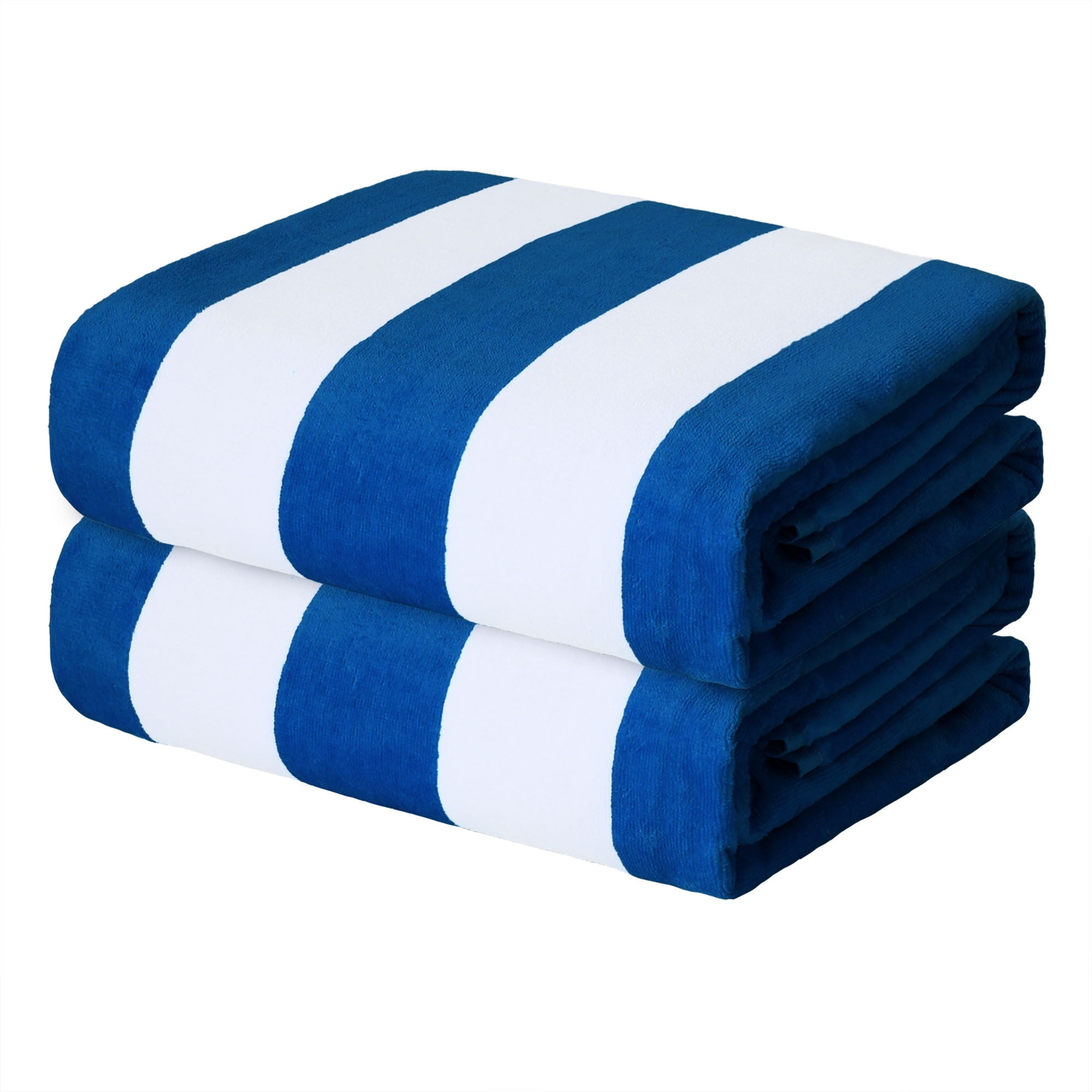 Exclusivo Mezcla 2Pack 100 Cotton Large Cabana Stripe Beach Towels, Super Absorbent Soft Plush