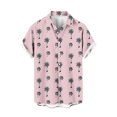 thumbnail image 2 of Aueoeo Men's Hawaiian Shirts Casual Button-Down Floral Short Sleeve Tropical Shirt Loose Summer Beach Shirts （Available In Big & Tall Size) 2X 3X 4X Pink, 2 of 3