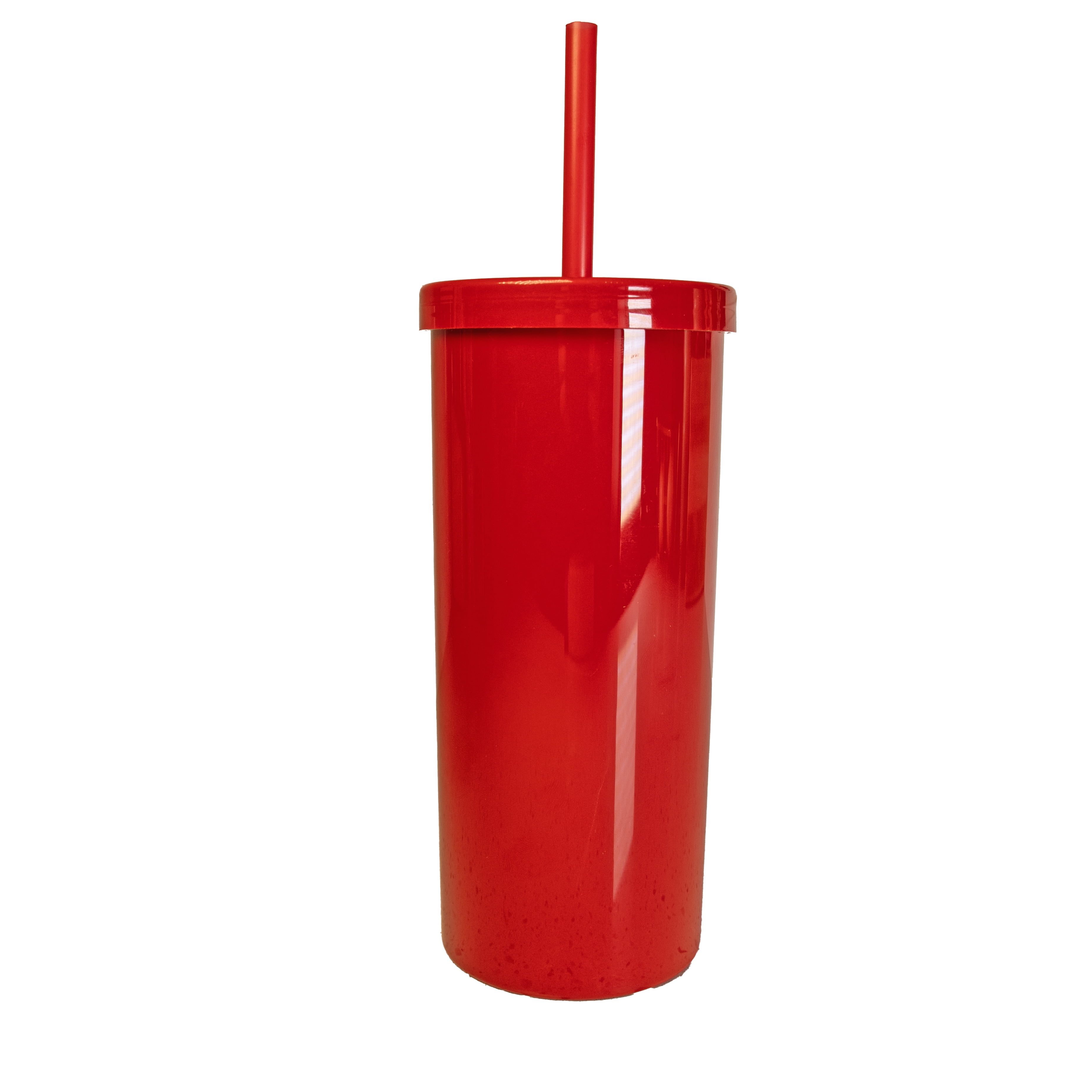 Mainstays 20oz Plastic Tumbler with Screw Top Lid and Straw, Red