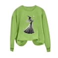 thumbnail image 2 of Mifsaly Halloween Sweatshirt Vintage Witch Graphic Long Sleeve Pullover Tops Crewneck Casual Fall Holiday Party Slouchy Sweatshirts Mint Green,XL, 2 of 5