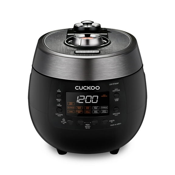 CUCKOO Twin Pressure Rice Cooker 6-Cup Uncooked / 12-Cup Cooked with Nonstick Inner Pot, Versatile Rice Maker & Warmer with 14 Menu Options, Voice Guide, Auto Clean, Black (CRP-RT0609FB)