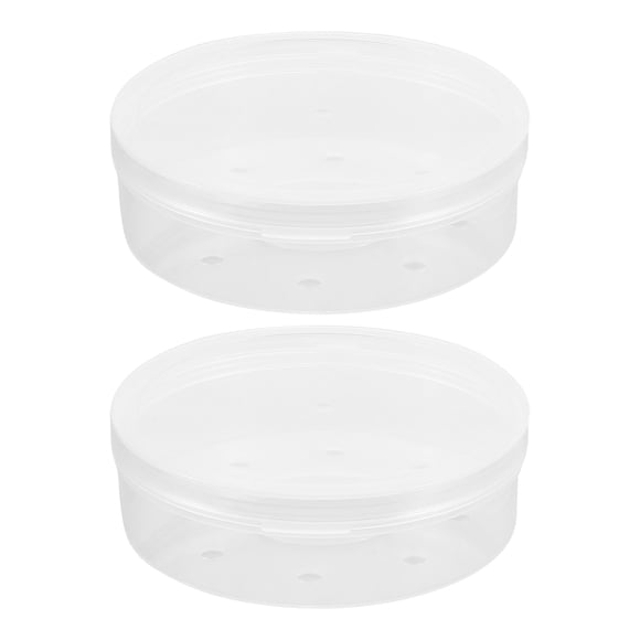 2 cajas de almacenamiento transparentes para borlas de maquillaje, estuche de viaje para esponjas de maquillaje, accesorios de belleza portátiles para una fácil organización.