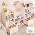 thumbnail image 4 of Homfa Kids Bookshelf with Reading Nook, Kids Toy Storage Cabinet with 8 Cubby, 2 Wood Toy Bin for Nursery Kids Room, Pink, 4 of 7