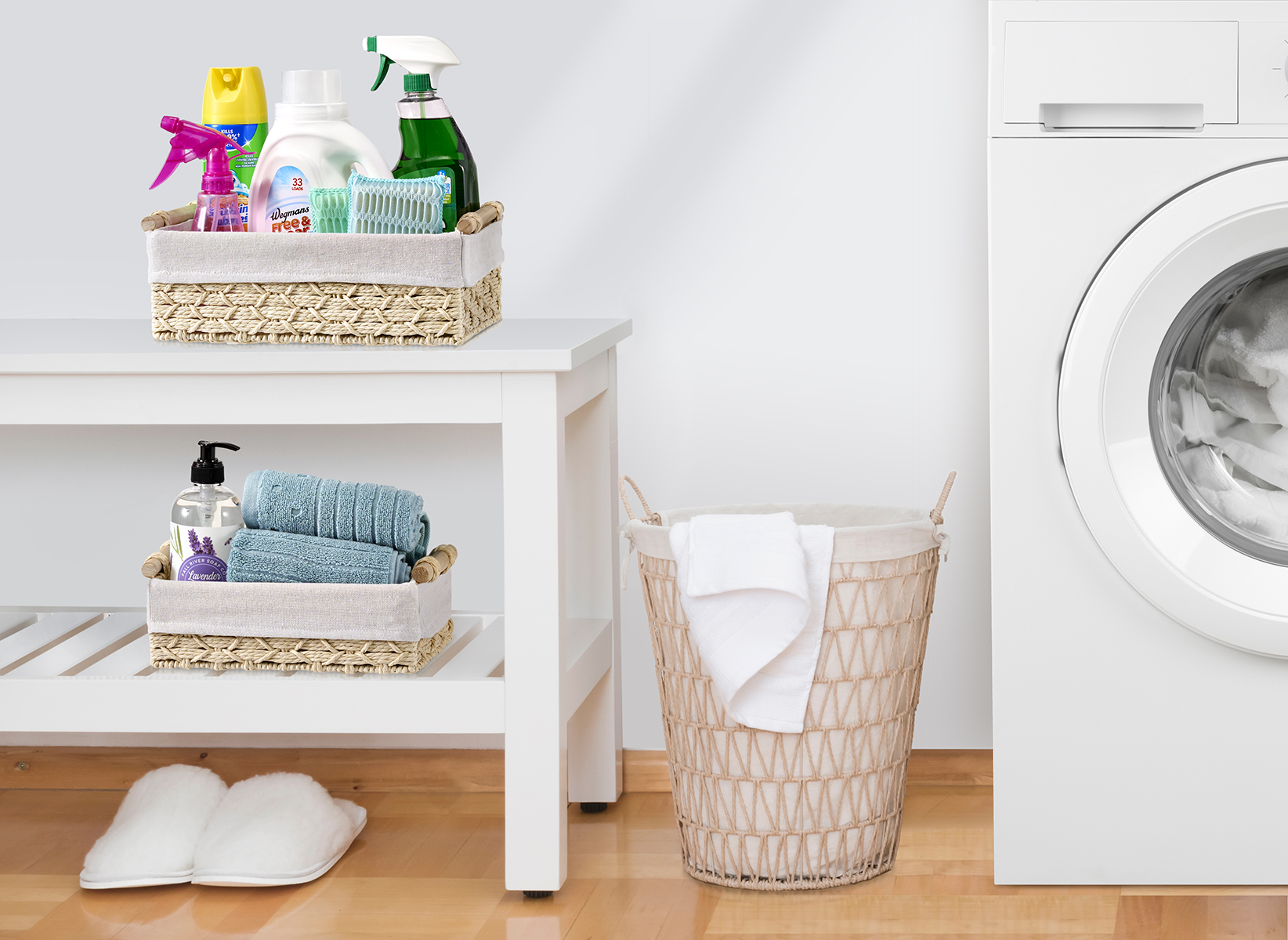 Sorbus Storage Wicker Baskets for Baby Room, Bedroom, Nursery, Changing Station, Linens, Diapers, Toiletries-Set of 2