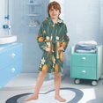 thumbnail image 5 of FORMRS Niños Bathrobe Unisex Hooded Robe Soft Plush Pajamas Sleepwear, Size 2-3T, Retro Floral Orange, 5 of 7