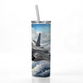 thumbnail image 2 of F-35 Lightning II Plane in Flight US Air Force Navy Marines 20oz Insulated Water Bottle Skinny Tumbler Includes Straw, 2 of 7