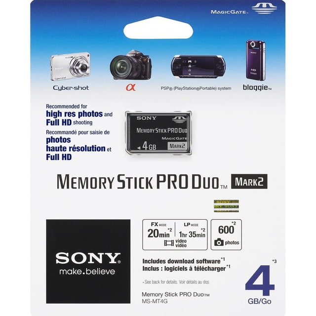Tarjeta de memoria ProDuo Sony MSMT4G/TQ1 de 4 GB, color negro