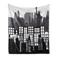 thumbnail image 1 of American Soft Flannel Fleece Throw Blanket, National Liberty Statue Skyscraper Landscape American Architecture Pattern, Cozy Plush for Indoor and Outdoor Use, 60" x 80", Black White, by Ambesonne, 1 of 6