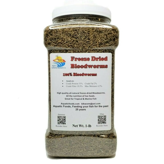 16oz Bloodworms, Freeze Dried Fresh Grade A Floating Bloodworms for All Tropical Fish, Bettas, Discus, Cichlids, Community Fish, Turtles, Carnivore Tropical Fish, Carnivorous Plants. 16oz Jar