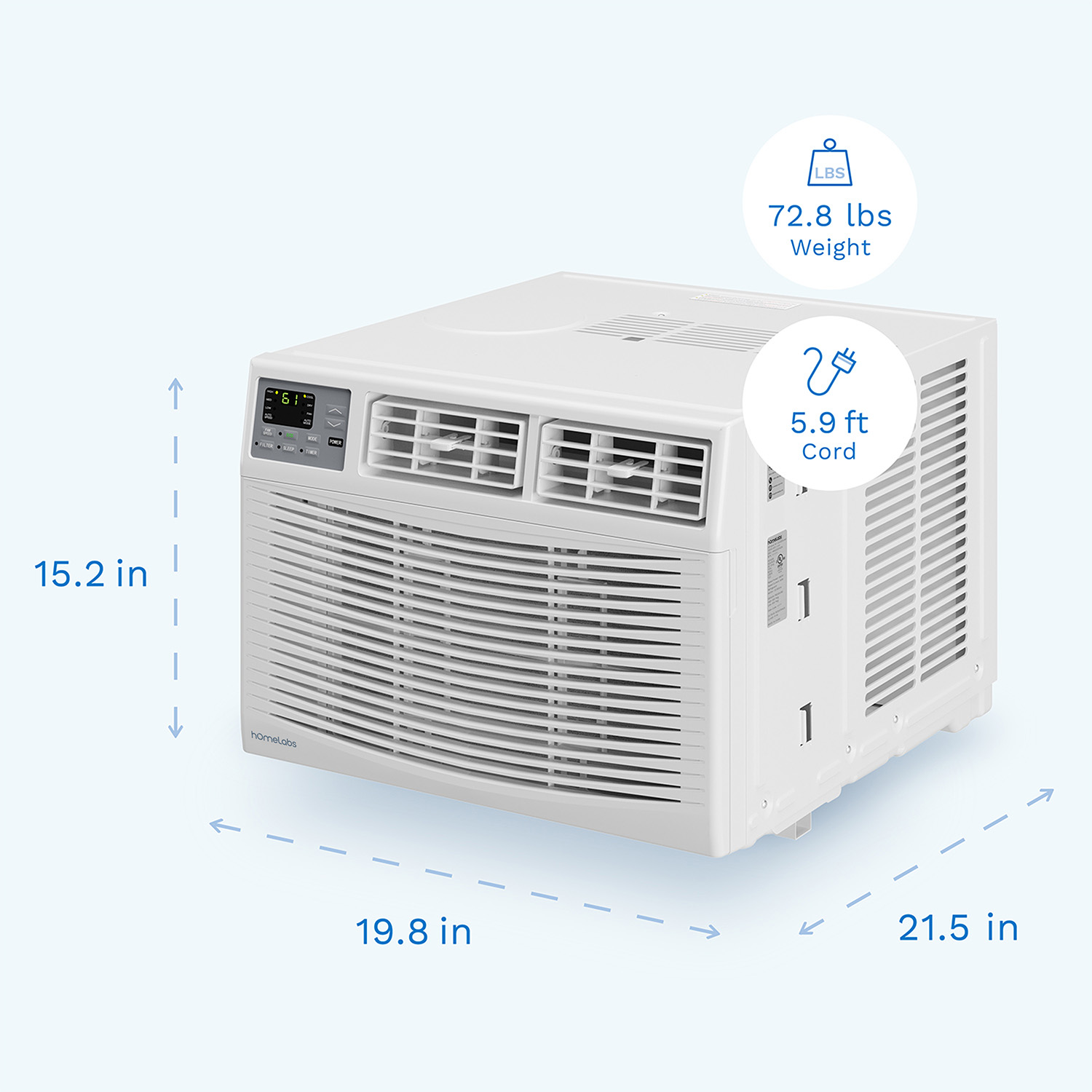 hOmeLabs 12,000 BTU Window Air Conditioner - Energy efficient AC Unit with Digital Thermostat and Easy-to-Use Remote Control - Ideal for Rooms up to 550 Square Feet - image 2 of 10