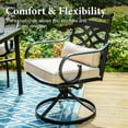 thumbnail image 2 of Summit Living 7-Piece Outdoor Patio Dining Set with 6 Cushioned Swivel Chairs & 1 Metal Steel Table with Umbrella Hole, Black & Beige, 2 of 11