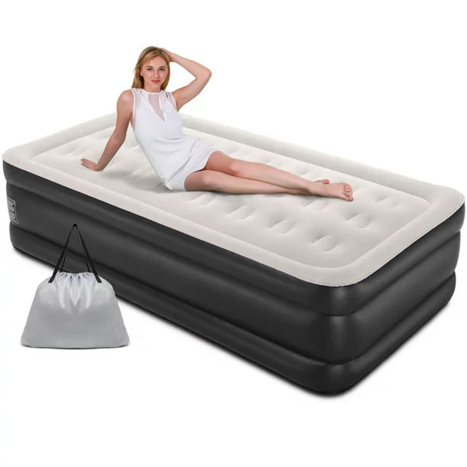 Double Airbed Quick Inflation  Camping Air Mattress with Built-In Pillow 