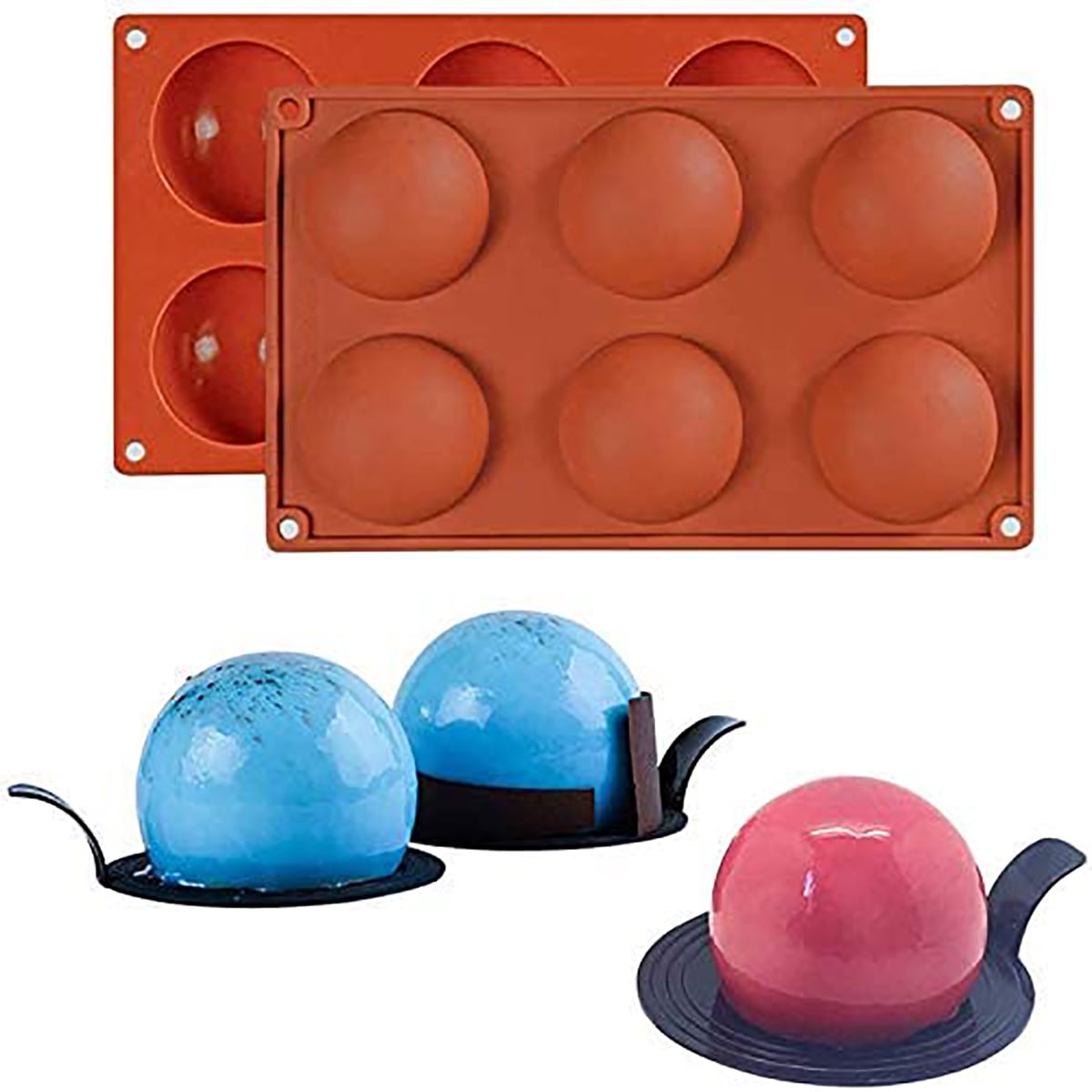 Kepooman 2 Pcs Non-stick Chocolate Silicone Mold with 2.75" Rebound Large Circle Holes Thick for Baking