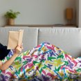 thumbnail image 3 of Butterfly Soft Flannel Fleece Throw Blanket, Different Sized Butterfly Silhouettes Sense of Change Movement Lifestyle Art, Cozy Plush for Indoor and Outdoor Use, 70" x 90", Multicolor, by Ambesonne, 3 of 5