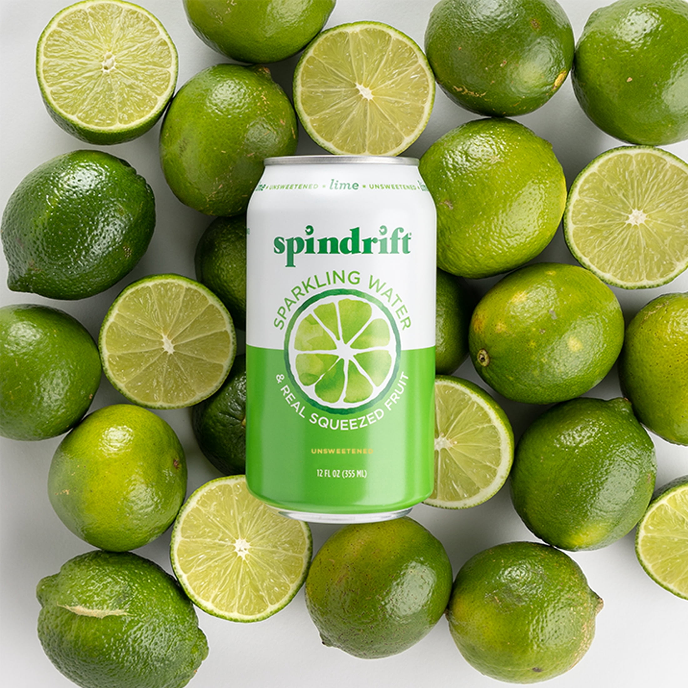 (3 pack) Spindrift Lime Unsweetened Sparkling Water & Real Squeezed Fruit, 12 fl oz, 8 count
