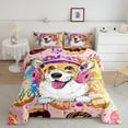 thumbnail image 1 of Juego de edredón Twin Size 2pcs, Graffiti Cartoon Dog Cute Animal Print Bedding, 1 of 6