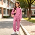 thumbnail image 4 of BXJX Girls Cotton Outfit Sets Long Sleeve, 2 Piece Pullover School Sweatshirts and Jogger Pants Sets Hot Pink Size 4-5 T, 4 of 9