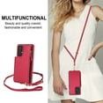 thumbnail image 3 of Crossbody Wallet Phone Case For Samsung Galaxy A53 5G with Card Holder,Kickstand,Zipper Card Slot Protector Shockproof PU Leather Purse Cover with Removable Cross Body Strap&Wrist Strap,Red, 3 of 8
