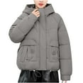 thumbnail image 6 of UYISJ Womens Puffer Jacket Full Zip Quilted Hooded Bubble Coats Padded Jacket Long Sleeve Winter Warm Coat with Pocket Gray L, 6 of 7