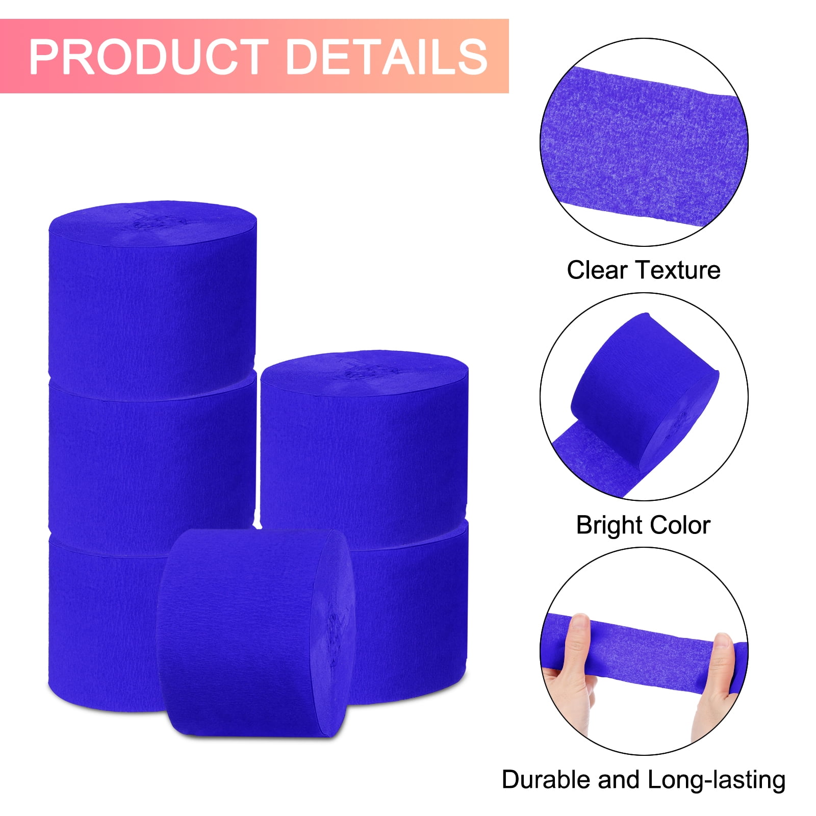 Unique Bargains 10Pcs Crepe Paper Streamers for Party Dark Blue 1.8in x 82ft