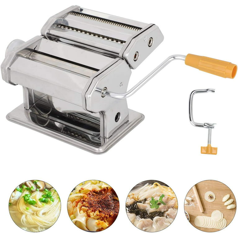Electric Pasta Machine, Pasta Maker Machine, Noodle Maker, Stainless Steel  Pasta Roller Machine, Includes Motor and Hand Crank, Silver