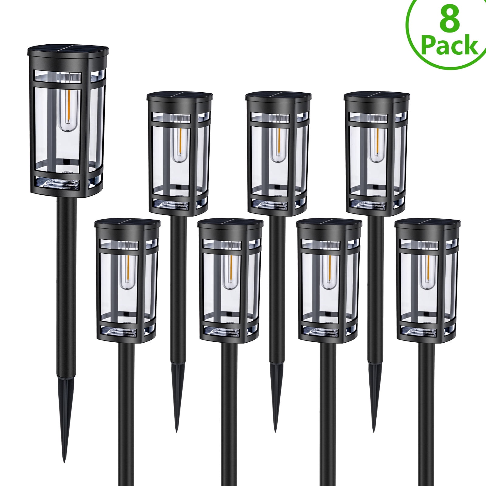 [8 Pack] Solar Outdoor Lights Waterproof for Outside Walkway Pathway Driveway Garden Yard Landscape Lighting Warm White.