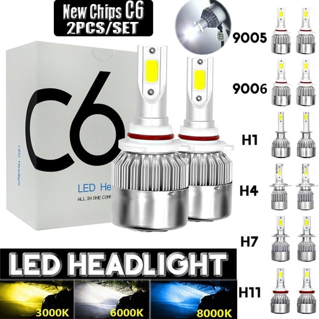 2PCS nuevas Chips C6 LED faro de coche 3000K 6000K 8000K LED luces antiniebla IP67 12V H1 H3 H4 H7 H11 9006 9005 H13