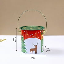 HomeDM Christmas Buckets Round Metal Xmas Candy Cookie Containers with Lid Gift for Christmas Party Home Kitchen Table Centerpieces Storage Decor