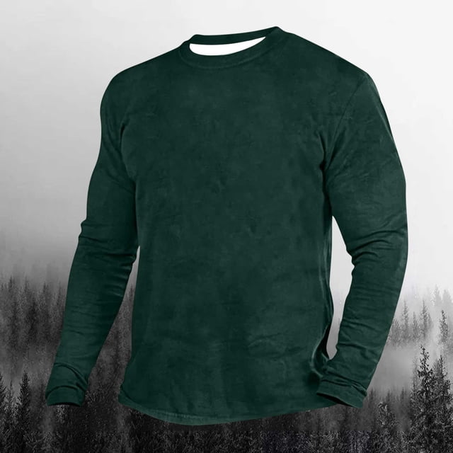 Blusas y camisas de manga larga con cuello redondo para hombre. Blusa de manga larga con cuello redondo y color liso para hombre.
