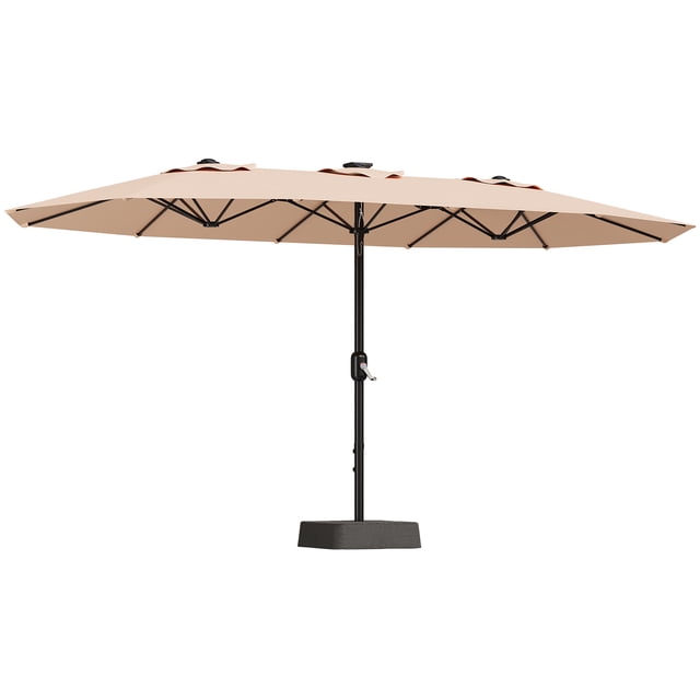 2025 New 15ft Large Patio Umbrellas With Base Included, Outdoor Double-Sided Rectangle Market Umbrella With Stand, for Poolside Lawn Backyard