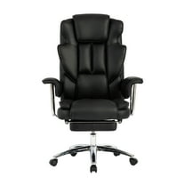 Office Chair, Big and Tall Executive Office Chair with Footrest, Leather Computer Chair, Ergonomic Reclining Chair High Back, Large Home Office Chair (Black)