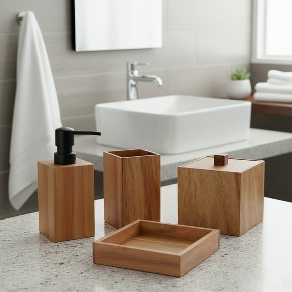 Acacia Bathroom Accessory Set 4-Pieces