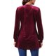 thumbnail image 3 of BLUSA DE VELVET PARA MUJER INSPIRE CHIC CON CUELLO EN V Y MANGAS LARGAS, AJUSTE HOLGADO, T-SHIRT XL ROJO VINO, 3 of 6