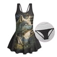 thumbnail image 6 of Uourmeti Girls' One Piece Skirted Swimsuit - American Flag & Wolf Mountain Print | Quick Dry, Stretchy Swim Dress for Beach, Pool & Vacation, 6 of 8