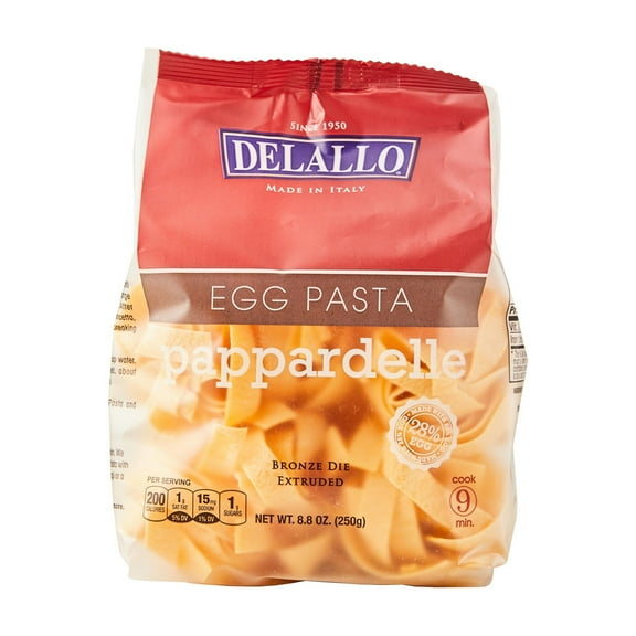 DeLallo Pappardelle Egg Pasta Nests, 8.8 Ounce Bag, Made in Italy, Kosher, Non-GMO