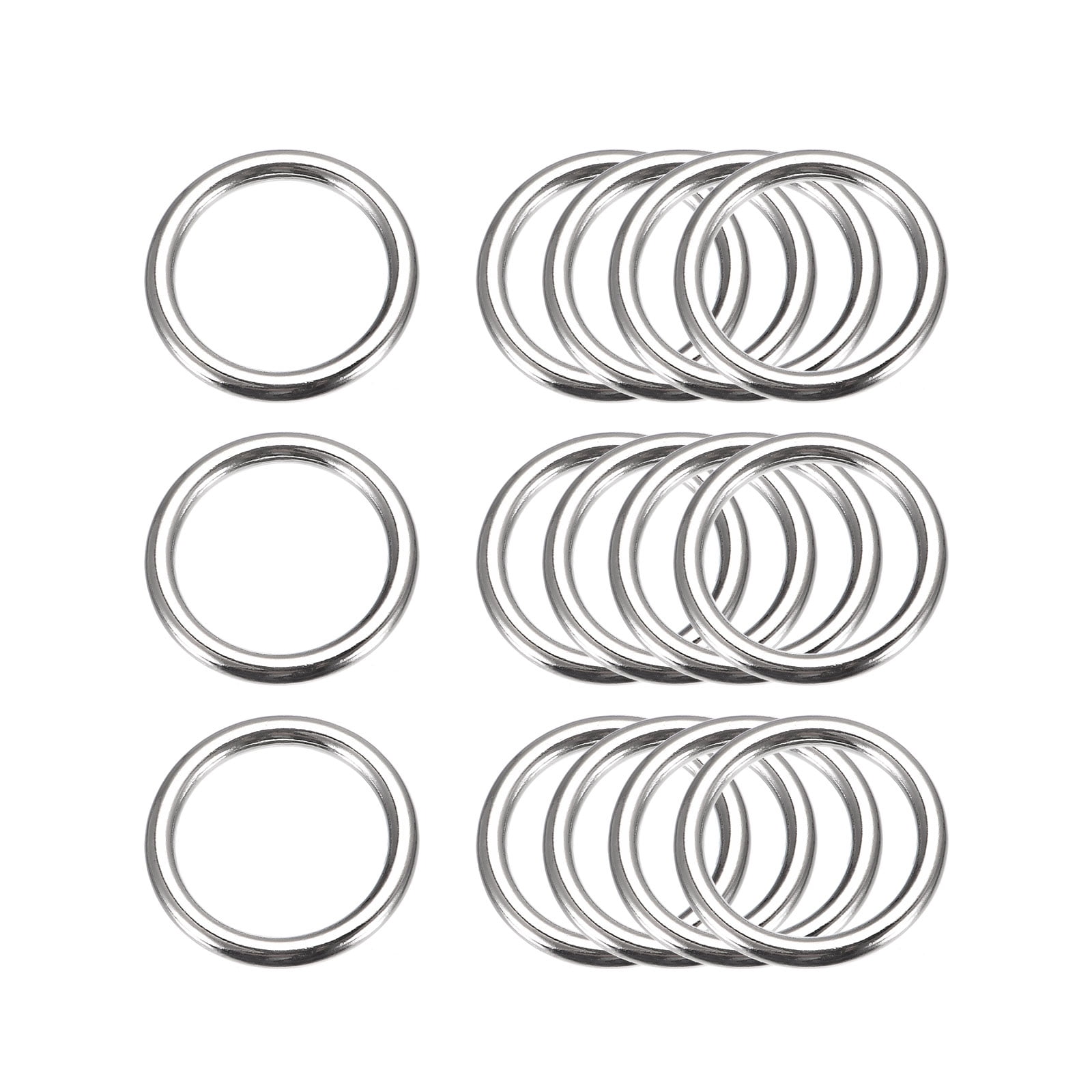 Metal O Rings, 15 Pack 20mm(0.79") ID 3mm Thick Welded ORinge, Silver Tone