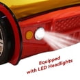 thumbnail image 3 of Twin Size Race Car Bed for Kids - Red Wooden Platform Frame with LED Lights, Wheels & Slat Support ,No Box Spring Needed, 3 of 8