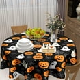thumbnail image 6 of Halloween Tablecloth Round 60 Inch - Pumpkin Ghost Spider Web Circle Table Cloths Black Orange Pumpkins Table Cover Tabletop 60 Inch for Dining Kitchen Party Holiday, 6 of 6