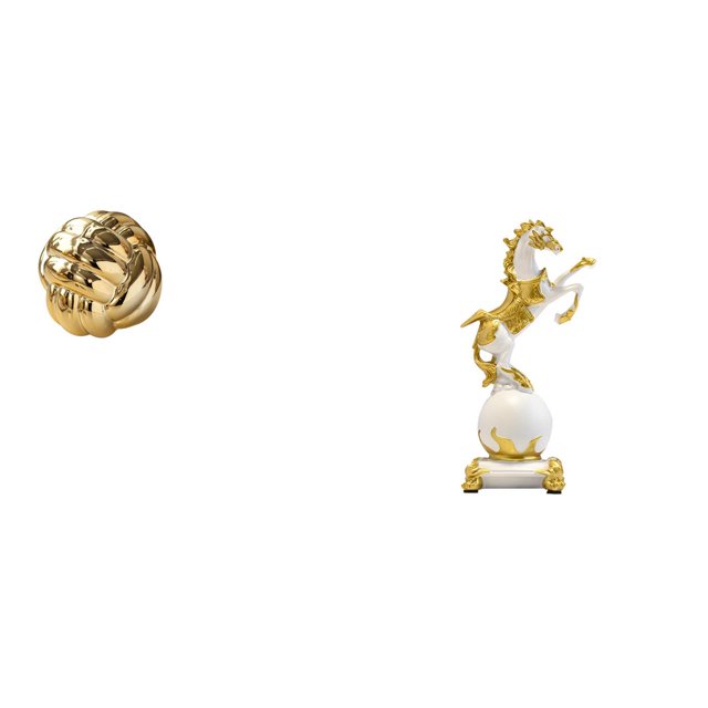 Figura de cerámica,Figura de cerámica con forma de bola de hilo y nudo,Figura de escritorio,Estantería con estatua de caballo para escritorio,oficina y decoración del hogar.,Figura