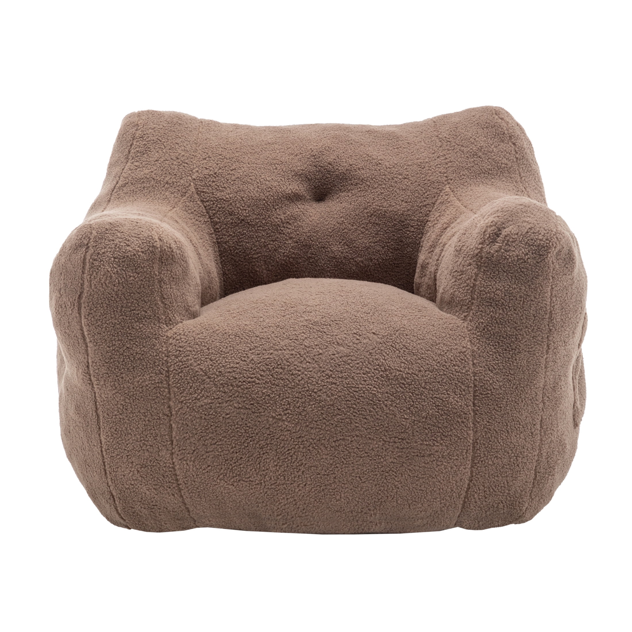 Noble House Nexo Plush Stuffed Memory Foam Bean Bag Sofa, Large Comfy Lounger with Armrest for Living Room, Coffee
