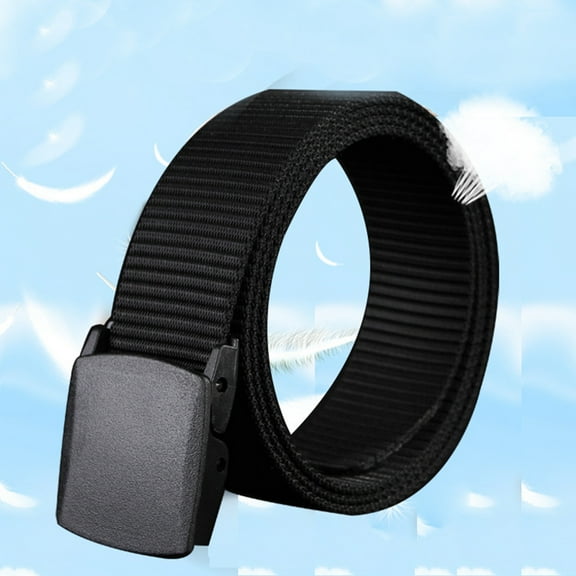 HEANUJJ Men Casual Belt Black Nylon Canvas with Matte Surface Plastic Buckle Comfortable
