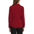 thumbnail image 3 of INSPIRE CHIC Women's Shirt Flat Collar Long Sleeves Button Down Office Satin Shirt XS Red, 3 of 5