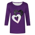 thumbnail image 4 of HaoXianJian Valentine's Day Shirt for Women Glitter Love Heart Printed T-Shirt Top 3/4 Sleeve Tee Crew Neck Casual Blouse Tops Size S-2X, 4 of 4