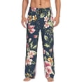 thumbnail image 2 of Lsque Vintage Floral Print Men's Pajama Pants, Lounge Pant - Comfortable Home Wear,Elastic Waistband, Stylish Design-Large, 2 of 9