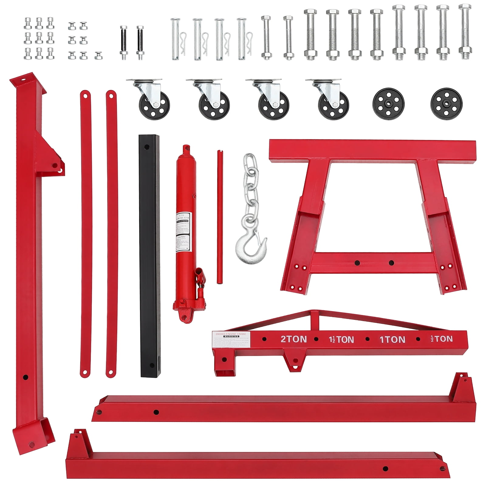 Mescukay 4400LBS Folding Engine Crane 2 Ton Engine Hoist Cherry Picker Hydraulic Shop Engine Shop Crane, Heavy Duty Engine Lift Garage Workshop Auto Repair Foldable Stand with 6 Caster