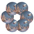 thumbnail image 6 of 6 Pcs Drink Coasters with Holder 3.94in Woven Coasters for Drinks Christmas Night Scene Coaster Set for Protection Table, 6 of 7