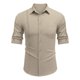 thumbnail image 3 of Camisas Y s Camisa de manga larga de solapa con hebilla de bolsillo de temperamento adelgazante de lino de algodón para hombre (Khaki, XL), 3 of 5