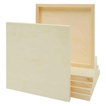 6 Pack Unfinished Square Wood Panels for Painting, 12x12 Wooden Canvas Boards for Crafts