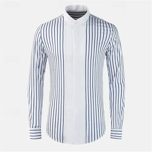 Camisa informal de cuello alto para hombre 2024, camiseta hawaiana de manga larga para primavera y verano, talla grande S-6XL